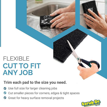 Tile Doctor High-Abrasion Extra Heavy-Duty Scrub Pads 12-Pack 7E-N556-IFSL, Gas Grill, Charcoal Grill, and Blackstone Griddle Scouring Pad, Ideal Dish Scrubber, Shower Scrubber, and Cleaning Sponge