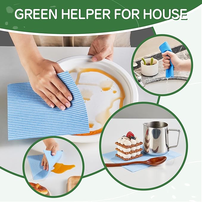 Swedish Dishcloths for Kitchen 10 Pack, Grey Cellulose Sponge Cloths of Reusable Dish Cloths for Cleaning,Super Absorbent Dish Towels for Washing Dishes
