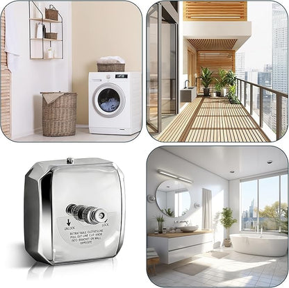 304 Stainless Steel Retractable Clothesline with Adjustable Rope String for Hanging Drying Shower Room(Sliver Square)