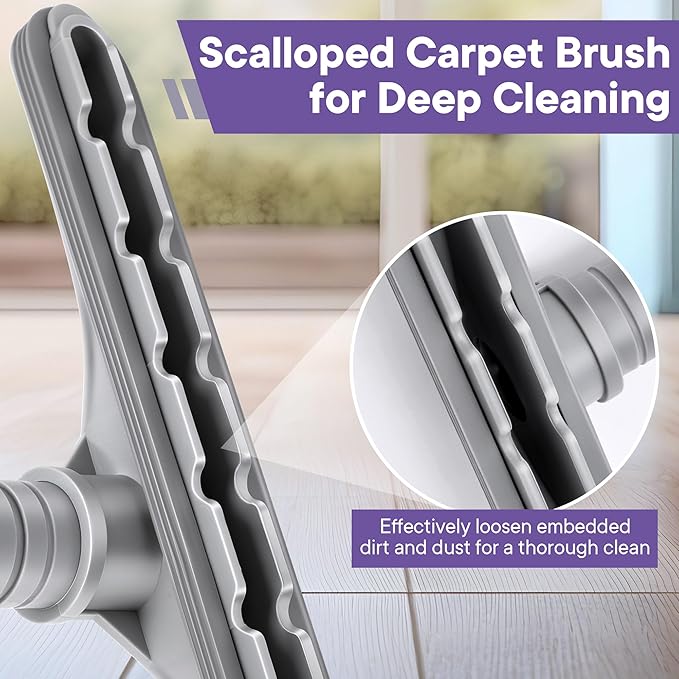 Replacement Floor Tool Compatible with ProTeam 101446 E-Z Glide Backpack Vacuum,Compatible with Hoover C2401, 14" Multi-Surface Brush for Commercial Cleaner(Brush with Scalloped Edges,Gray)
