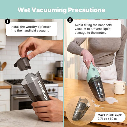 Shop-Vac Wet/Dry Handheld Vacuum, Powerful Small Vacuum Cordless Rechargeable, Wall-Mounted Hand Vac with Crevice Tool, Portable Vacuum for Home & Car, Lightweight & Compact, Green
