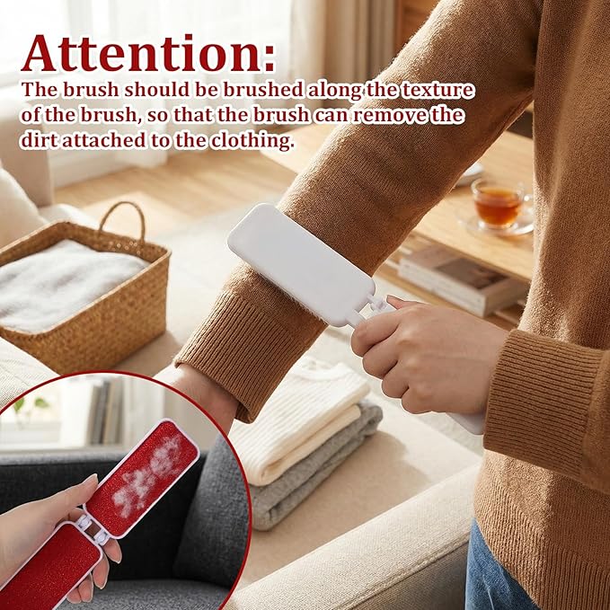 2 PCS Travel Lint Brush, Foldable Lint Brush for Clothes, Reusable Mini Lint-Brushes for Furniture, Pet Hair, Fabric Fluff