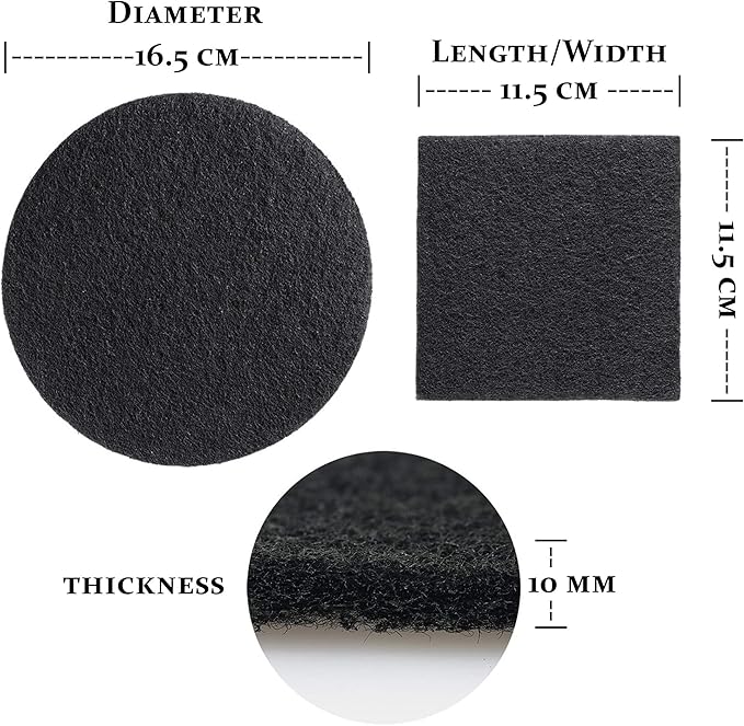 RED FACTOR 8 Pack Extra Thick Charcoal Filters for Kitchen Compost Bins - Activated Carbon Replacement Filters for Odor Free Buckets (4 Round, 4 Square)