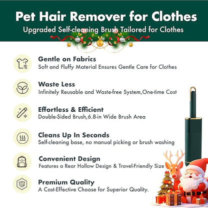 Reusable Pet Hair Remover for Clothes, Couch & Bedding, Self-Cleaning Lint Brush for Dog & Cat Hair