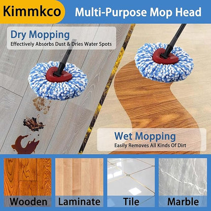 4 Pack Spin Mop Head Replacement for O Cedar RinseClean Spin Mop Refill, Mo-p Replace Head for Only 2-Tank System, Fluffy Microfiber, Deep Cleaning Machine Washable