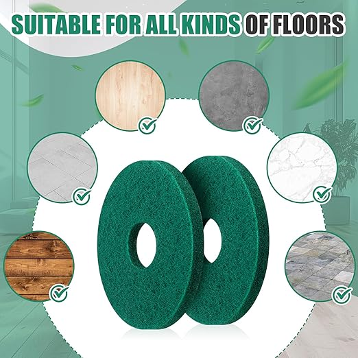 Teenyyou 10 Pcs 12" Cleaning Orbiter Pads Commercial Floor Buffer Pads Hardwood Floor Maintenance Scrubber Polisher Cleaning and Stripping for Orbiter Machine (Green)