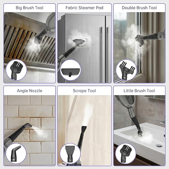 Steam Mop,12 in 1 Steam Cleaner for Home,15s Fast Heat-Up Steam Mops for Floor Cleaning with 180° Adjustable Mop Head,Detachable Handheld Steamer for Hardwood,Tile,Carpet, Clothes,Windows & Furniture