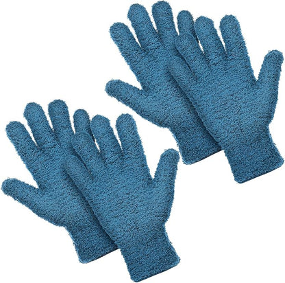 Patelai 2 Pairs Microfiber Gloves for plants Dusting Cleaning Glove Mittens House Cars Blinds Dusting(Blue,Large)
