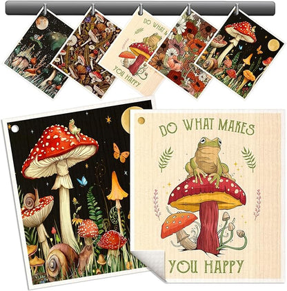 Miss Adola Swedish Dishcloths for Kitchen - 5 Pack Reusable Dish Cloths for Washing Dishes Absorbent Cute Funny Kitchen Towels Cleaning Sponge, Mushroom Frog