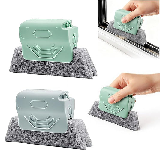 2026 New Magic Window Track Cleaner, Window Groove Cleaning Brush Tools Set, Sliding Door, Sill, Tile Lines, Shutter, Car Vents, Small Spaces Clean (Gray+Green)