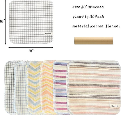 Chloven 30 Pack Reusable Paper Towels, Highly Absorbent Cotton Cloth Washable Paper Towels for Kitchen, Eco Friendly Paperless Towels & Napkins Alternative, Reusable Hand Towels Roll