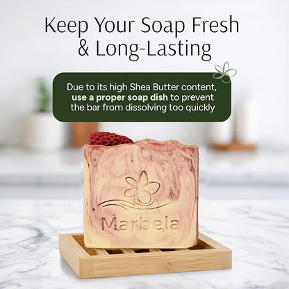 Marbela Cosmetics Handmade Soap Bar - Made in USA, Vegan Friendly, Palm Oil Free, Natural Bar Soap - Gentle Face & Body Soap for Daily Skin Care, Moisturizing - 3.5 oz (Strawberries and Cream)