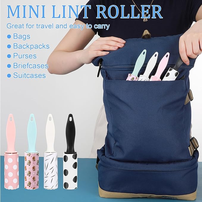 Hushee 36 Pcs Mini Lint Rollers for Pet Travel Size Clothes Roller Hair Lint Removers Sticky Tool for Clothes, Gift Bags, Pet Hair Removal