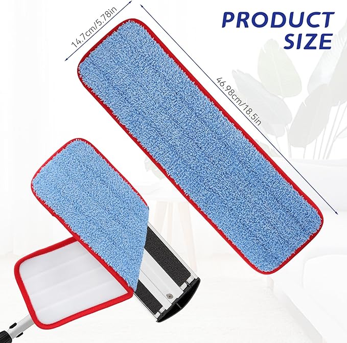 Replacement Mop Pads for Rubbermaid Commercial 18.5 Inch Mop Head - 8 Pack Reusable Wet & Dry Cleaning Mops Head Replacement Refills Fit for Any Microfiber Flat Mops System 18" and 17"