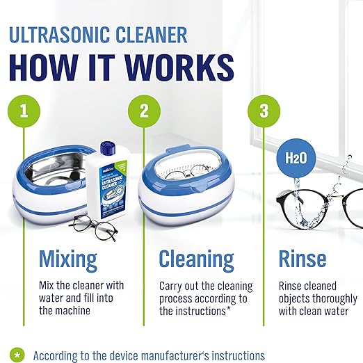 WoldoClean Ultrasonic Cleaner Solution Concentrate - 25.4 Fl Oz Makes 8 Gallons for Eyeglass, Sunglasses, Retainer, Denture, Aligner, Razor and Gun Parts