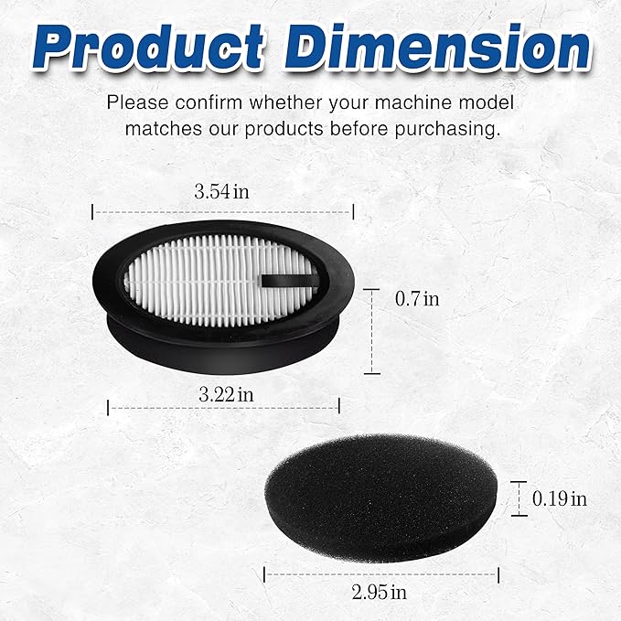 2-Pack Vacuum Cleaner Filter Replacement Compatible with SMOTURE VAC01/VAC02/VC70 Cordless Vacuum Cleaner&ozeeco EC01 Vacuum Cleaner Filter