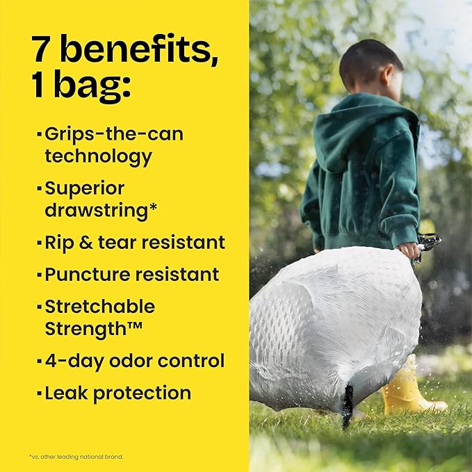Glad ForceFlex Tall Kitchen Drawstring Trash Bags, 13 Gal, Fragrance Free, 140 Ct (Package May Vary)