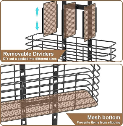 Yuyetuyo 7-Tier Over The Door Organizer, Shower Caddy Hanging &Wall Mounted Hair Tool Organizer/Hair Dryer Holder Adjustable, Behind Door Storage for Bathroom Bedroom Closet Cabinet Pantry Kitchen