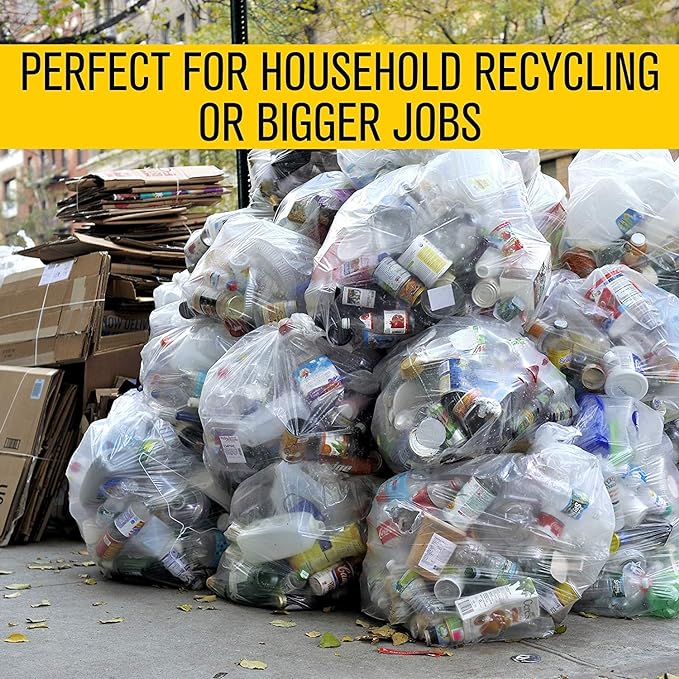 Aluf Plastics 44 Gallon 1.5 MIL (eq) Clear Heavy Duty Garbage Bags - 37" x 48" - Pack of 100 - For Industrial, Recycling, Storage, & Outdoor