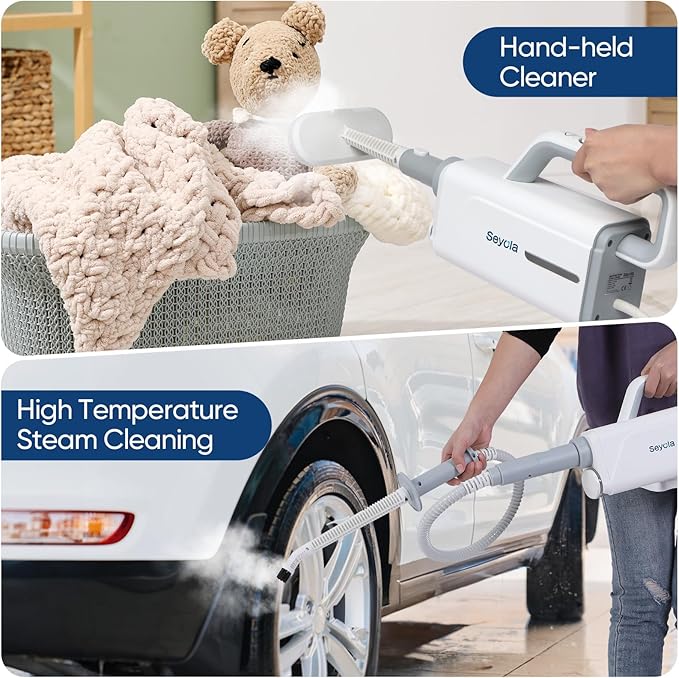 Seyola Steam Mop for Floor Cleaning, Steam Cleaner for Home with Handheld 6-in-1 Multi-function Attachments for Hardwood Floors, Clothes, Windows, Tiles Grout, Furniture, Carpet Cleaning