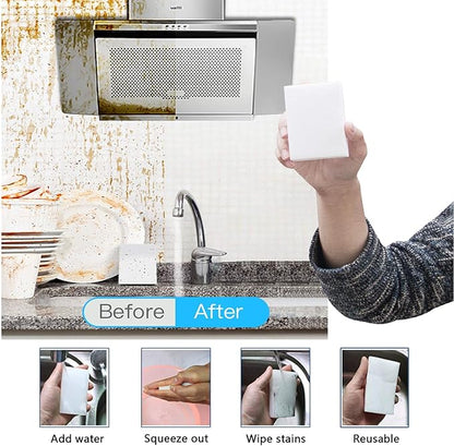 100 Pack Magic Sponges Eraser for Cleaning, Premium Reusable Melamine Sponge Scrubber Foam Cleaning Pads for Kitchen Dishes, Bathtub, Baseboard, Shoes Cleaner, Not Easily Rip