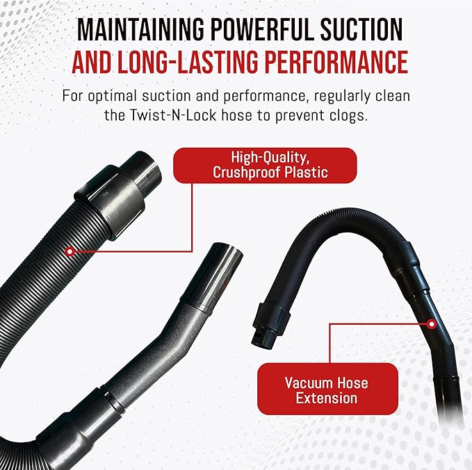 MP Maresh Products Vacuum Hose Replacement for Oreck BB Hand Held Vacuum Cleaner – Twist-N-Lock, Compatible with Oreck Buster B for Powerful Cleaning Performance Durable 4' Hose (Black)