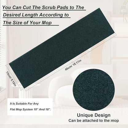 18in Reusable Scrub Mop Pads: 8 Pack Washable and Scrubbing Replacement Pads Compatible with Bona, Rubbermaid and Libman Microfiber Mops
