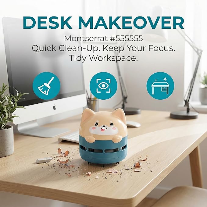 Homoyoyo Desktop Vacuum Cleaner Mini Table Dust Sweeper Cute Portable for Computer Keyboard Home School Saving