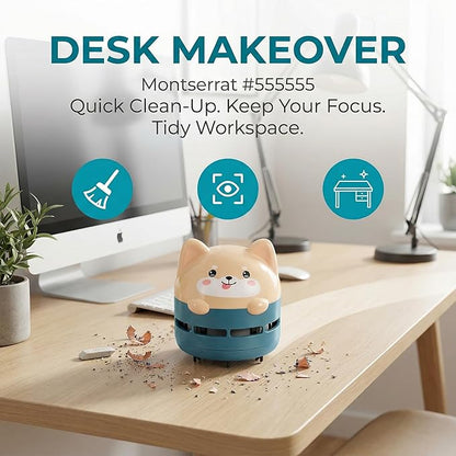 Homoyoyo Desktop Vacuum Cleaner Mini Table Dust Sweeper Cute Portable for Computer Keyboard Home School Saving