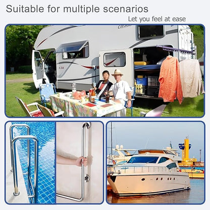 RV Clothes Drying Rack, 35 Inch Telescopic Trapezoid Laundry Hanger, Aviation Aluminum, Foldable & Rustproof, 50 LBS Load Capacity, Portable & Easy to Install for RV, Camper