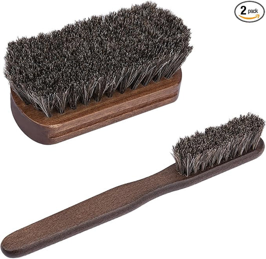 2 PCS Leather Brush Car Detailing, Horse Hair Brush, Car Cleaning Supplies, Car Interior Brush, Carpet Brush for Car Detailing, for Car Accessories Interior, Carpet, Upholstery, Furniture and Shoes