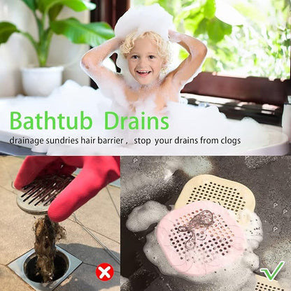 Drain Cover Hair Catcher Drain Plug Hair Stopper Drain Protector for Shower Bathroom Accessories Bathtub Lotus Pink 2 Pack