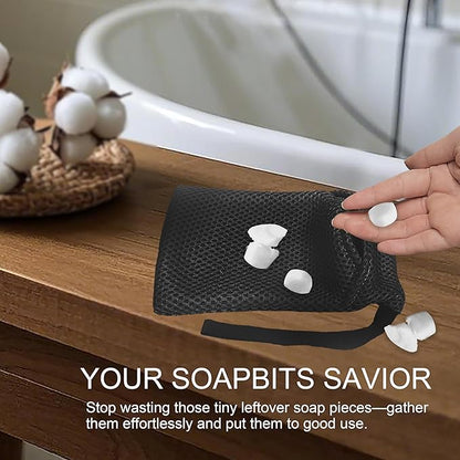 2 Pack Soap Bag Gentle Exfoliating,Bar Soap Pouch Saver Pocket,Body Scrubber Shower Bath Sponge Loofah (Black)