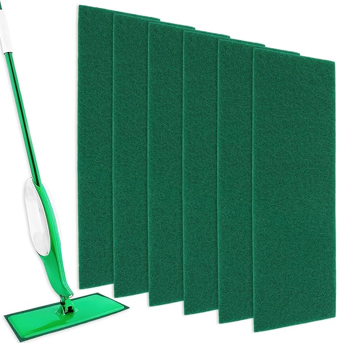 KEEPOW 6 Pack Scrub Mop Pads Replacement Compatible with Libman Freedom Spray Mop, Mop Scrubber Attachment for Floor Cleaning, Fit for Rubbermaid and Turbo & Other 18 Inch Microfiber Mops