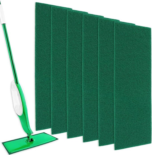 KEEPOW 6 Pack Scrub Mop Pads Replacement Compatible with Libman Freedom Spray Mop, Mop Scrubber Attachment for Floor Cleaning, Fit for Rubbermaid and Turbo & Other 18 Inch Microfiber Mops