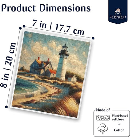 Large 6-Pack Swedish Dishcloths – Reusable, Compostable Sponge Cloths | Eco-Friendly, Absorbent Cellulose Towels | Non-Scratch, Washable Paper Towel Alternative with Coastal Pattern (Impressionism)