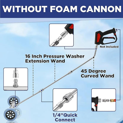 RIDGE WASHER Pressure Washer Undercarriage Cleaner, 16 Inch Undercarriage Washer with Foam Cannon, Under Car Cleaner with Straight Extension Wand, 4000 PSI