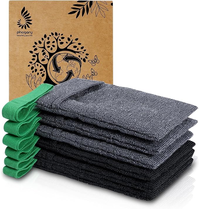 PHOGARY Soap Bags Mesh Exfoliating, 6 Pack Soap Net Sock for Bar Soap, Nylon Shampoo Bar Bags for Bath/Shower Exfoliating, Soap Sleeve Body Scrubber Pouch Body Exfoliator - Quick Drying (Black,Gray)