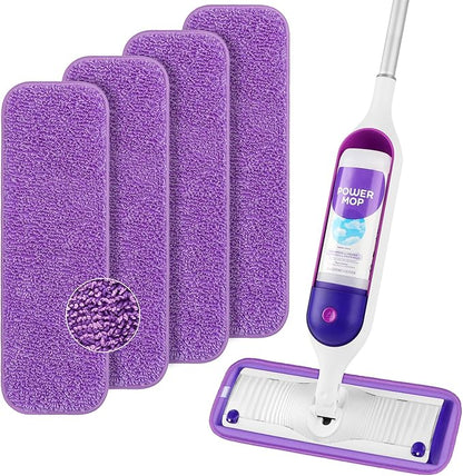 HOMEXCEL Reusable Microfiber Mop Pads for Swiffer PowerMop, Power Mop Pads Refills for 13 ''-15 '' Spray Mop, Machine Washable Pad Replacement for Multi-Surface Floor Cleaning, Pack of 4