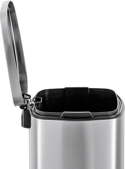 QUALIAZERO 50L/13Gal Heavy Duty Hands-Free Stainless Steel Commercial/Kitchen Step Trash Can, Fingerprint-Resistant Soft Close Lid Trashcan, 50L / 13 GAL