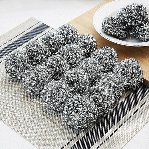 Stainless Steel Scouring Pads, 20 Pack Heavy Duty Scrubbers for Kitchen, Pots, Pans, Bathroom