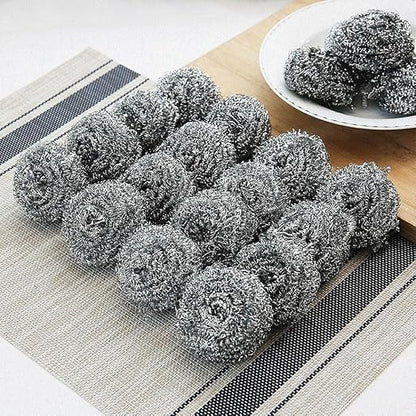 Stainless Steel Scouring Pads, 20 Pack Heavy Duty Scrubbers for Kitchen, Pots, Pans, Bathroom