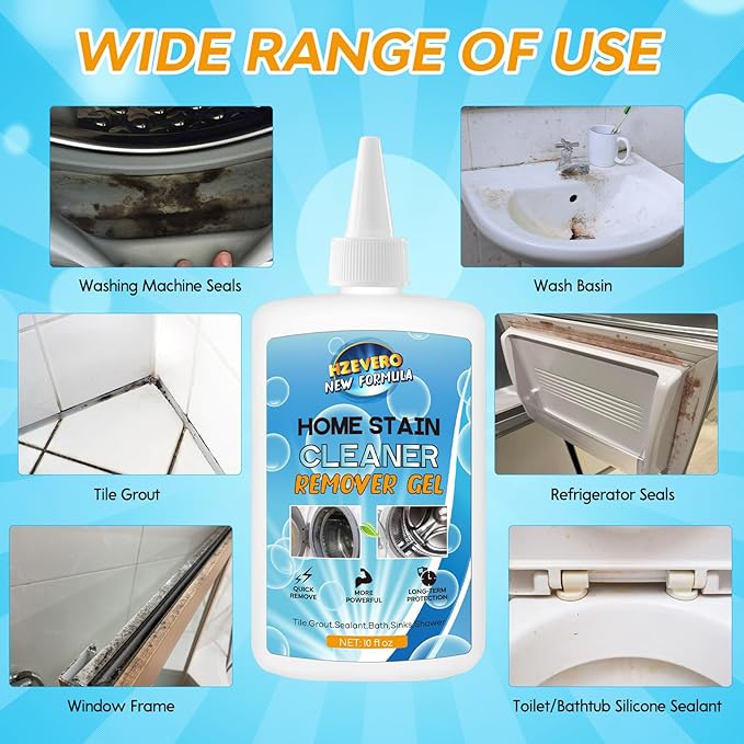 Mold Stain Remover Gel,Washing Machine Cleaner Front Load Washer Gasket Mold Remover Home Stain Cleaner Cleaning Gel for Grout, Bathroom, Bathtub, Refrigerator Cleaning Solution 46488gd