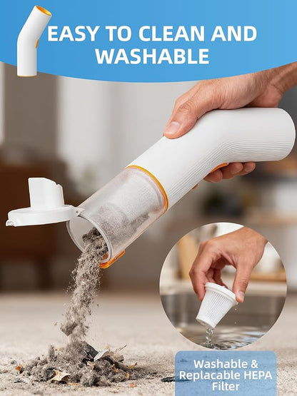 Vogano Handheld Vacuum Cleaner Cordless, 15000Pa High Power, Portable Mini Car Vacuum Air Duster with 2 Suction Modes & Multi-Nozzles for Desk Home Office Pet Hair, White