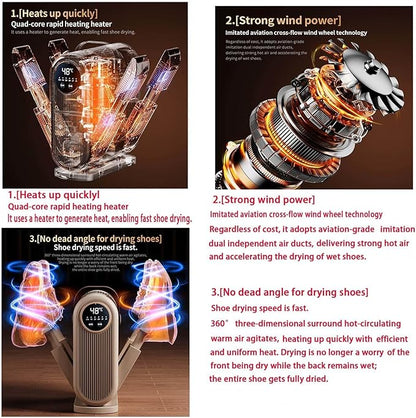 Portable Boot Dryer 360° without dead angles, 4 times stronger wind speed Shoe Deodorizer Machine For Sneakers, Shoes, Gloves