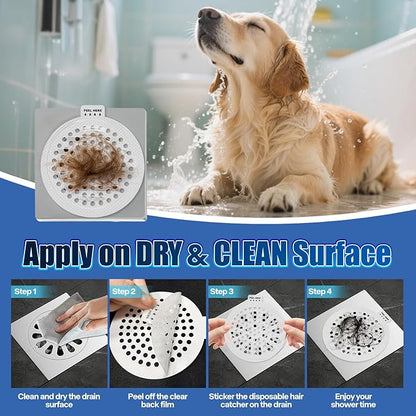 38 PCS Disposable Shower Drain Hair Catcher, Mesh Drain Covers Stickers, Peel & Stick Drain Strainers to Stop Clogs, Strong Adhesive Mesh Stickers for Bathtub, Bathroom, Kitchen Sink, Easy Peel Remove