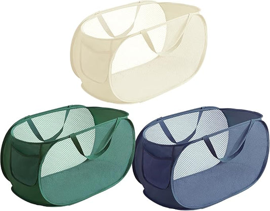 3 Pcs popup laundry hamper Sturdy Large Capacity collapsible laundry basket,Laundry Room,Toy storage,Versatile Use-Home,Camping,Dorm,Hotel,Travel