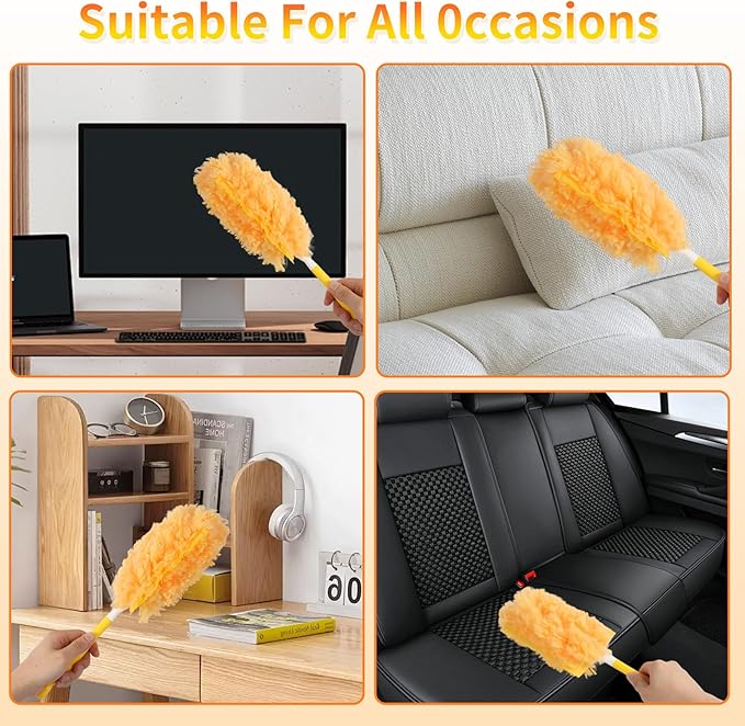 30 Count Duster Refill for Swiffer Duster with 1 Handle - 360° Multi-Surface Larger Size Feather Dusters, Disposable Duster Kit for Cleaning Home, Furniture, Blinds and Ceiling Fans