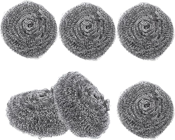 Ipetboom 6pcs Stainless Steel Pot Cleaning Scrubbers Wire Balls Set for Dish and Pan Cleaning Kitchen Household Use