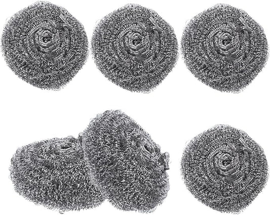 Ipetboom 6pcs Stainless Steel Pot Cleaning Scrubbers Wire Balls Set for Dish and Pan Cleaning Kitchen Household Use